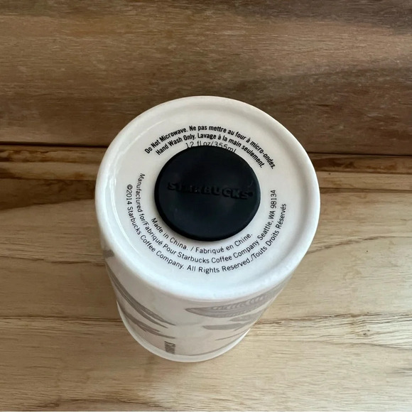 New Unused 12Oz 2014 Starbucks Dragonfly Lotus Ceramic Coffee Tea Tumbler No Lid - Picture 5 of 5
